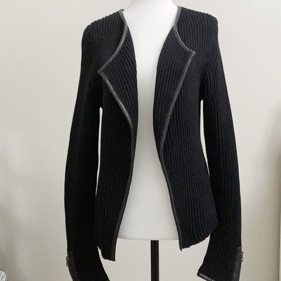 Lucky Brand open black cardigan with trim - Picture 3 of 11